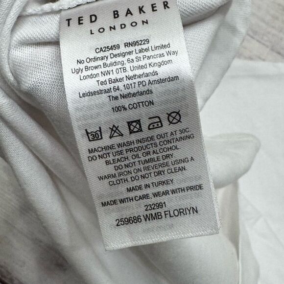 Ted Baker Floriyn Magnolia Tee Appliqué High Low Shirt White Size 2 = Small NEW - Picture 8 of 10